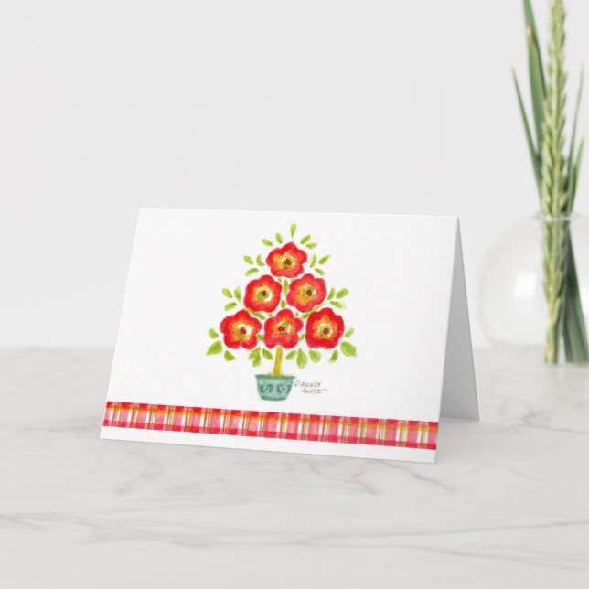 Flower  Christmas Tree Greeting Cards (Front)