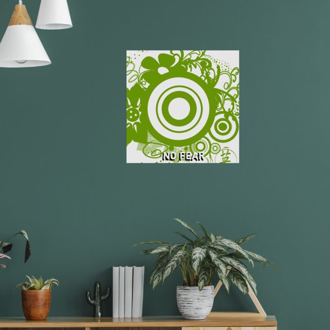 Flower Circle with Kanji for Courage Poster (Living Room 1)