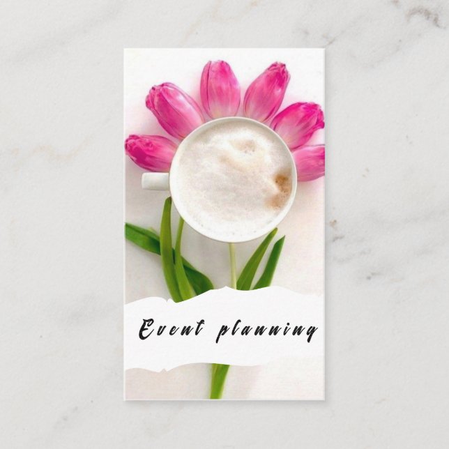 Flower Coffee Event Planning Modern Business card (Front)