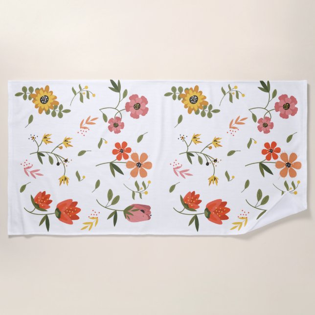 flower collection beach towel (Front)