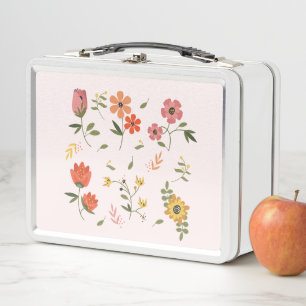 flower collection metal lunch box