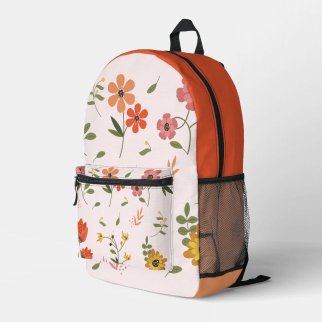 flower collection printed backpack (Back Corner Right)