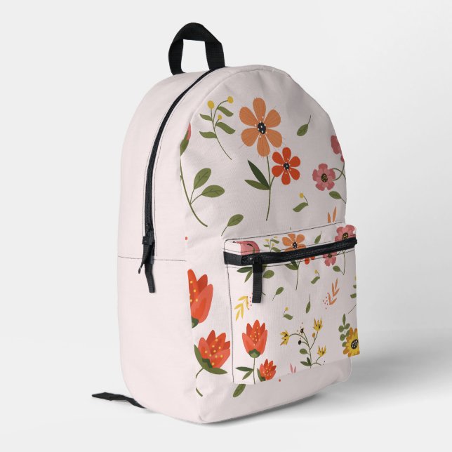 flower collection printed backpack (Back Corner Left)