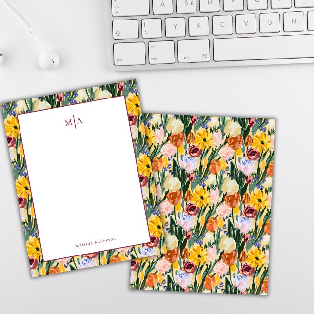 Flower Colourful Paint Art Monogram Name Personal Card (Creator Uploaded)