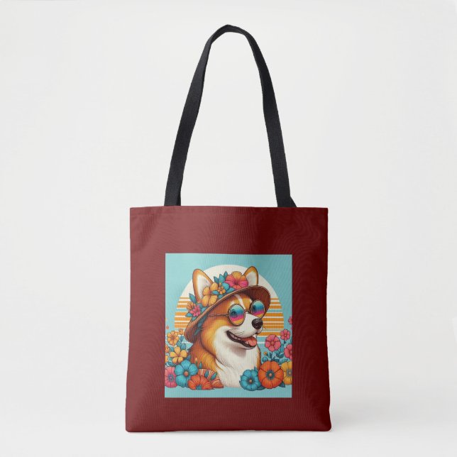 Flower Corgi  Tote Bag (Front)