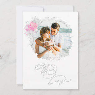 *~* Flower Couple PHOTO RSVP QR + AR6 Wedding Invitation