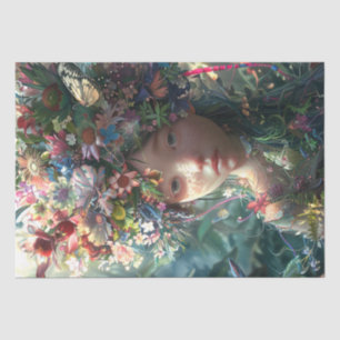 Flower Covered Fairy Girl Decoupage Tissue Paper