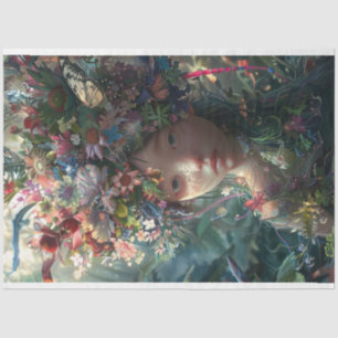 Flower Covered Fairy Girl Decoupage Tissue Paper