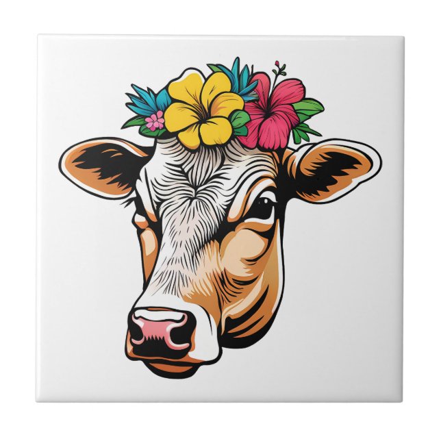 Flower Cow Tile (Front)
