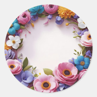 Flower crown classic round sticker