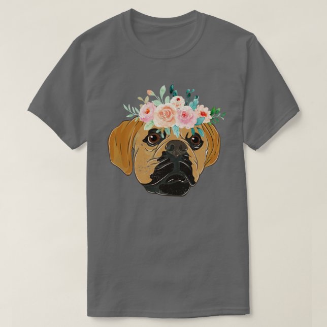 Flower Crown Dog Owner Floral Dog Breed Puggle T-Shirt (Design Front)