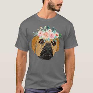 Flower Crown Dog Owner Floral Dog Breed Puggle T-Shirt
