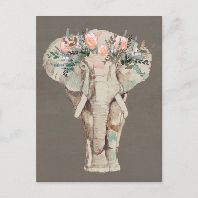 Flower Crown Elephant II Postcard (Front)