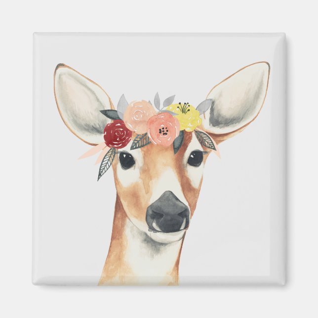 Flower Crown Forester Deer Magnet (Front)