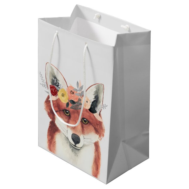 Flower Crown Forester Fox Medium Gift Bag (Front Angled)