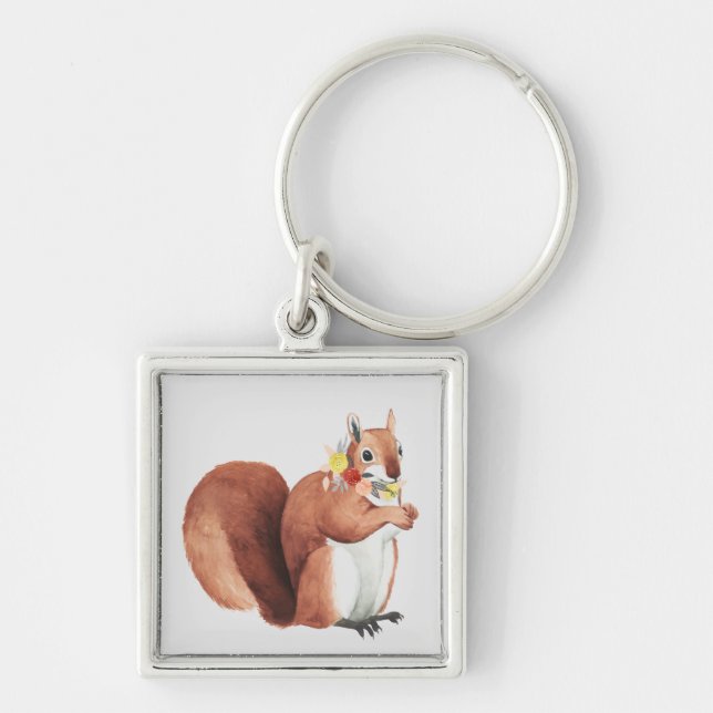 Flower Crown Forester Squirrel Key Ring (Front)