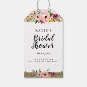 Flower Crown Glitter Bridal Shower Thank You Rose Gift Tags