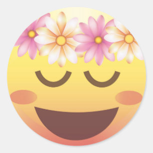 Flower Crown Happy Calm Emoji Face Sticker