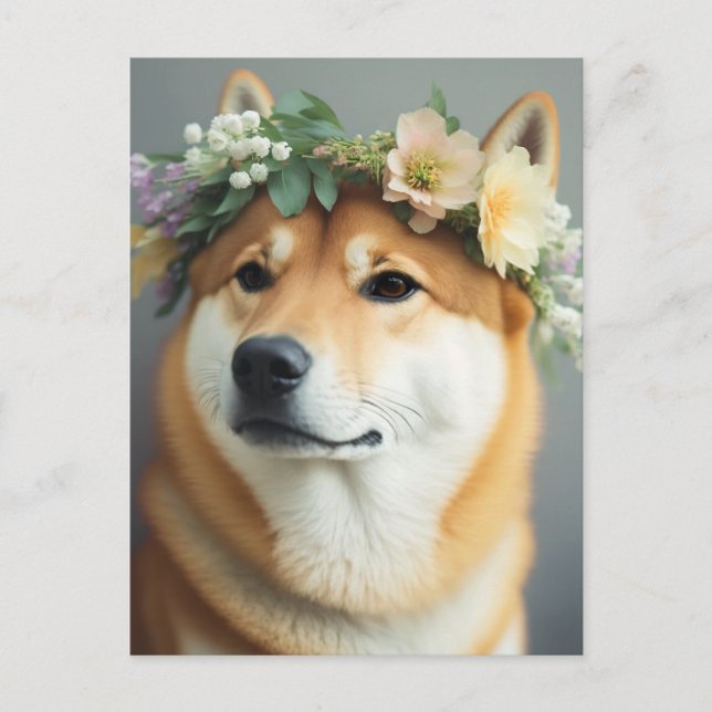 Flower Crown Shiba Inu Postcard (Front)
