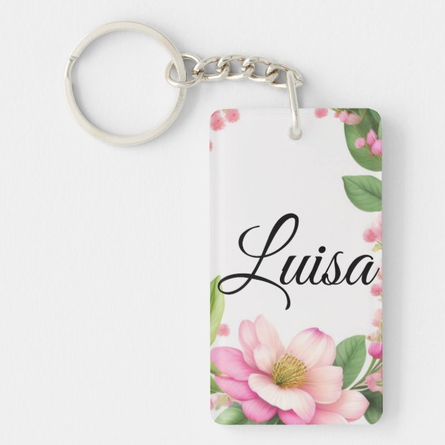 Flower Crown Watercolor Drawing Key Ring (Front)