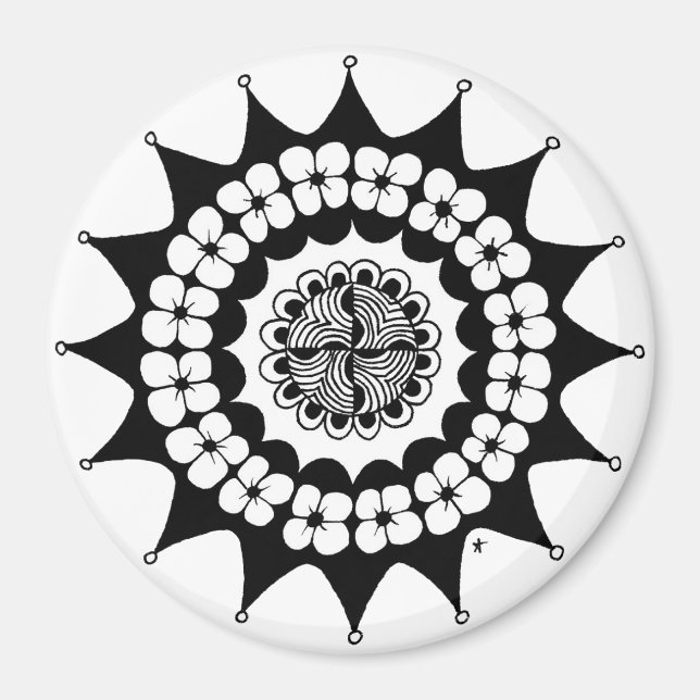Flower Crown Zen Mandala Magnet (Front)
