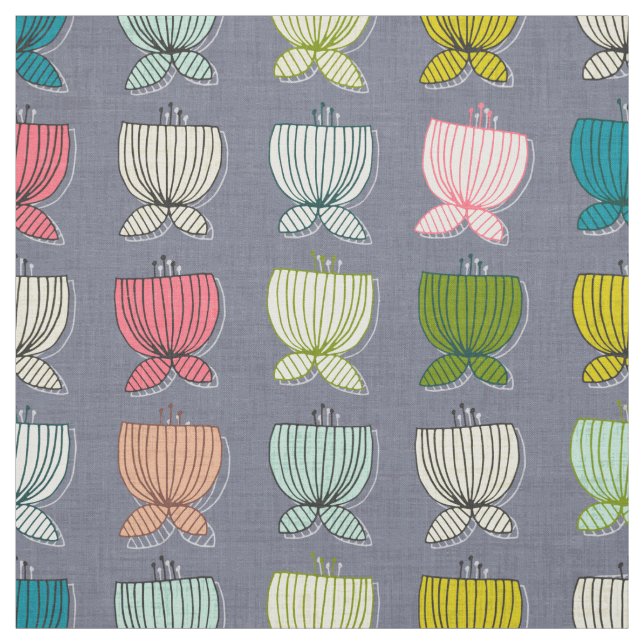 flower cups amethyst fabric (Swatch)