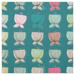 flower cups teal fabric
