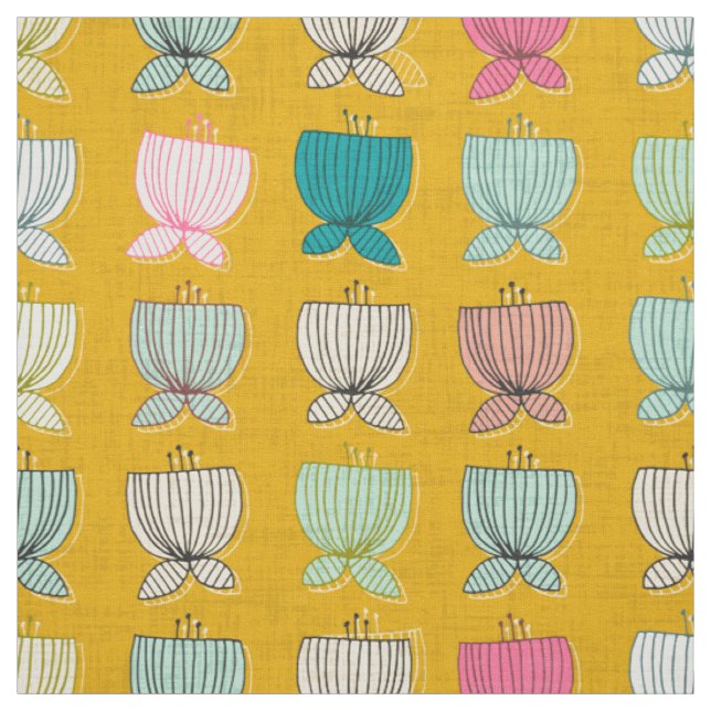 flower cups yellow fabric (Swatch)