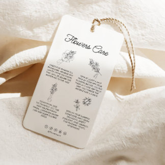 Flower Cut Flowers Care Hang Tag Florist Card 