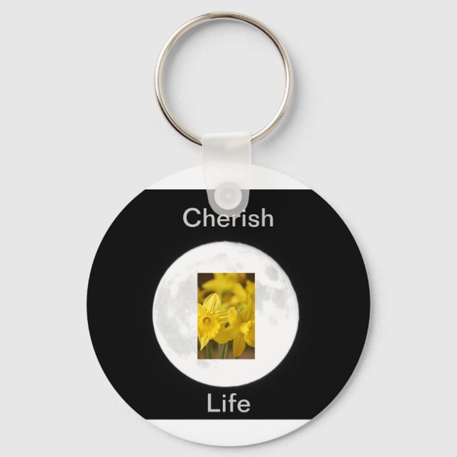 Flower Daffodil Moonlit Key Ring (Front)