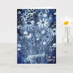 Flower Daisies Bouquet CONDOLENCES blue Card
