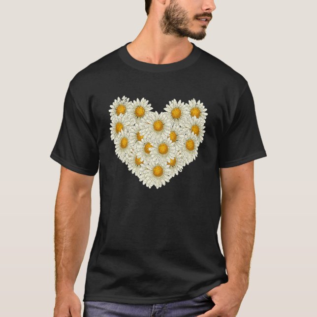 Flower Daisy  Heart Botanical Plant Gardener Daisy T-Shirt (Front)