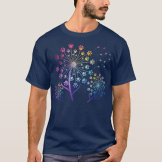 Flower Dandelion Paw colourful for Pet dog lover T-Shirt