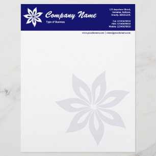 Flower - Dark Blue Customized Letterhead