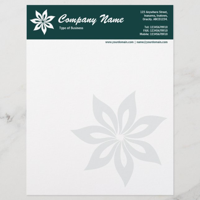 Flower - Dark Green Letterhead Design (Front)