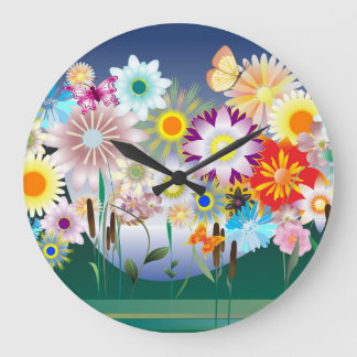 Flower Decor 14 Wall Clocks & Numeral Options