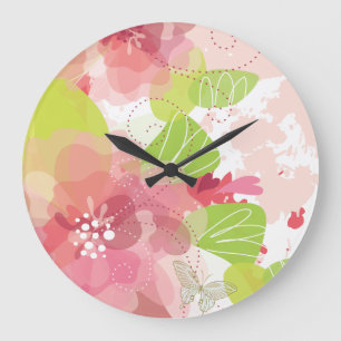 Flower Decor 16 Wall Clocks & Numeral Options