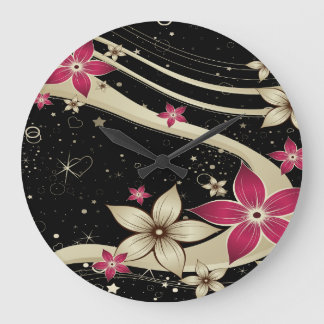 Flower Decor 19 Wall Clocks & Numeral Options