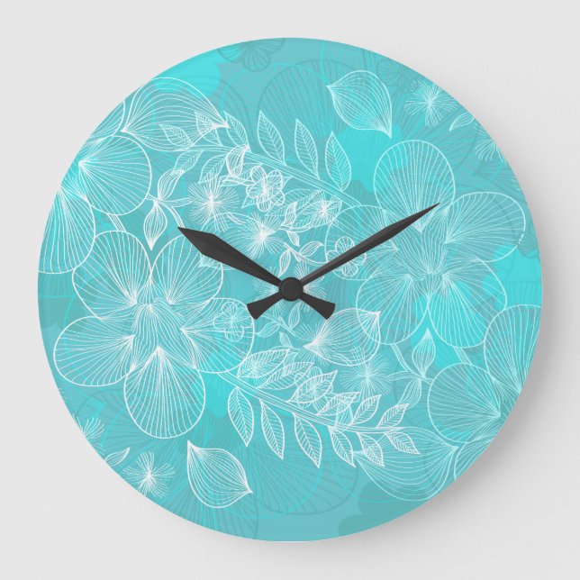 Flower Decor 25 Wall Clocks & Numeral Options (Front)