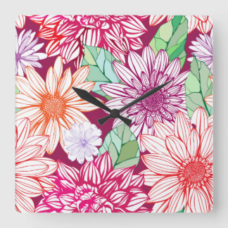 Flower Decor 26 Wall Clocks & Numeral Options