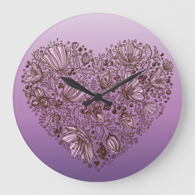 Flower Decor 33 Wall Clocks & Numeral Options (Front)