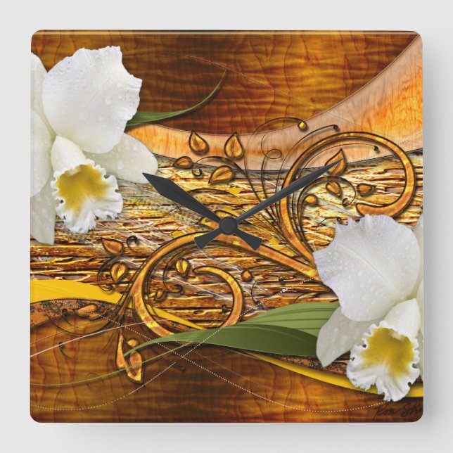 Flower Decor 3 Wall Clocks & Numeral Options (Front)