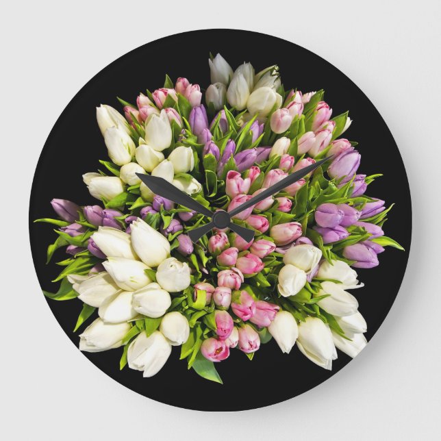 Flower Decor 44 Wall Clocks & Numeral Options (Front)