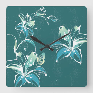 Flower Decor 9 Wall Clocks & Numeral Options