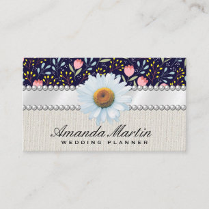 Flower Decorative Pattern Pearls and Ribbon Business Card