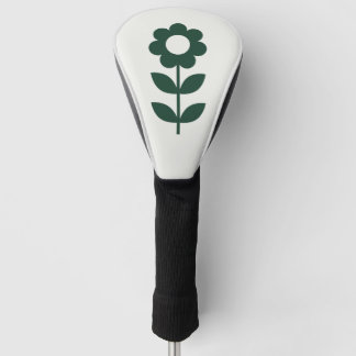 Flower Deep Forest Green Ivory White Driver Golf Head Cover