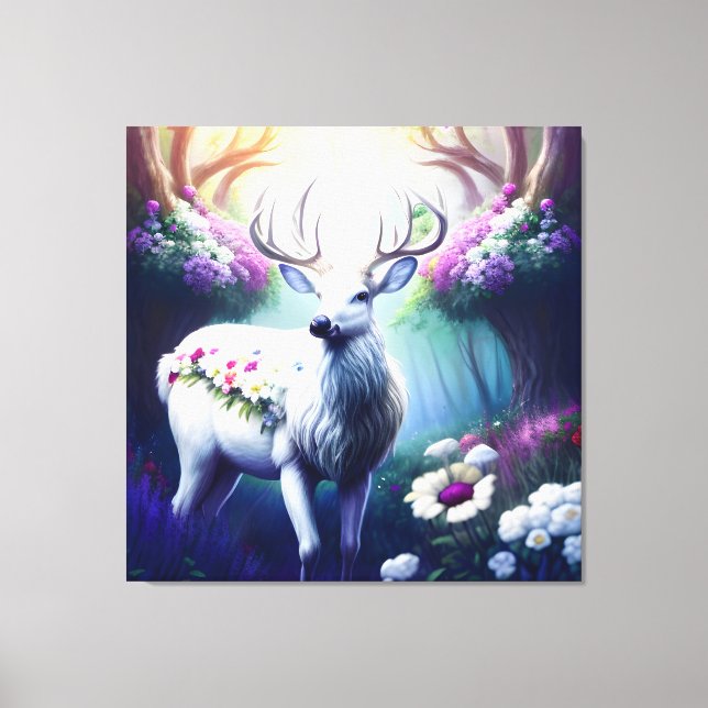 Flower Deer 4 Canvas Print (Front)