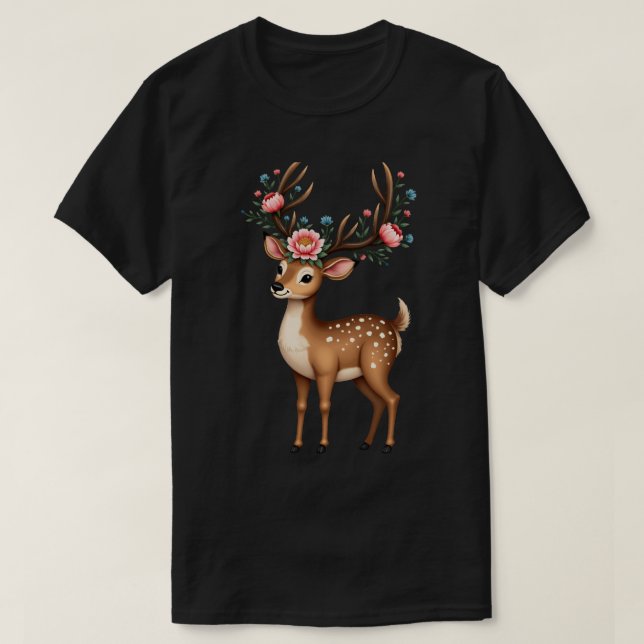 Flower Deer T-Shirt (Design Front)