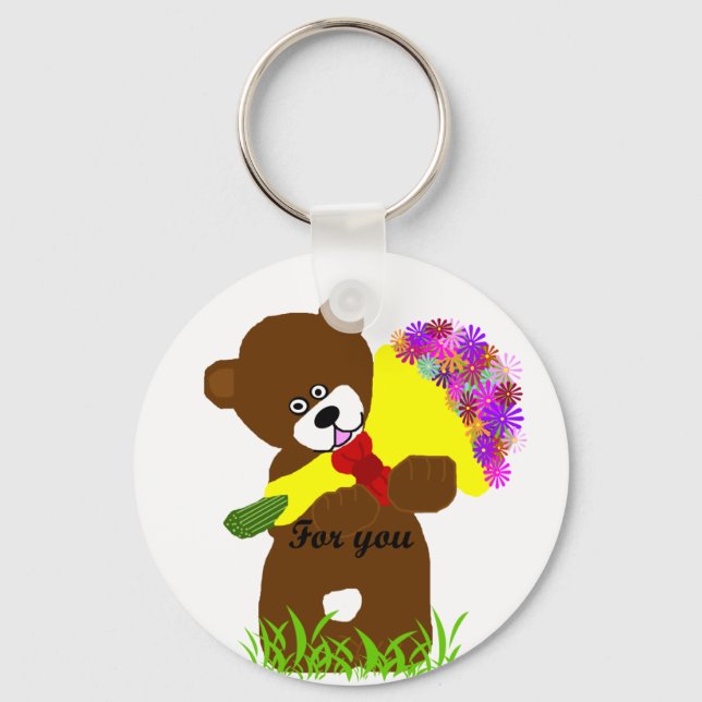 Flower delivery bear key chain (Front)