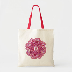 Flower & denim designer two tone bag red